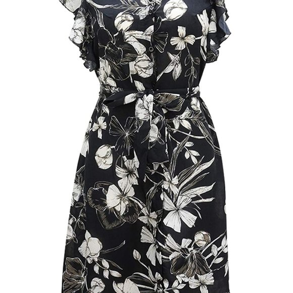 NWT Flutter Sleeve Button A-line Floral Sundress - Picture 7 of 7